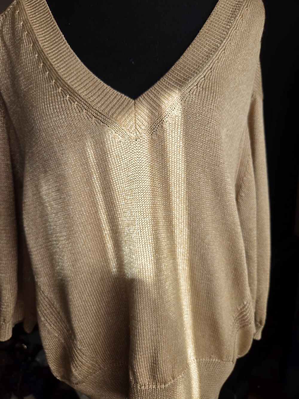 Massimo Dutti Women’s V-Neck Lightweight Sweater - Camel - Picture 3 of 12
